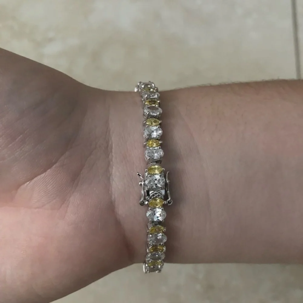 Cubic zirconia clear and yellow stone Bracelett - Picture 4 of 6